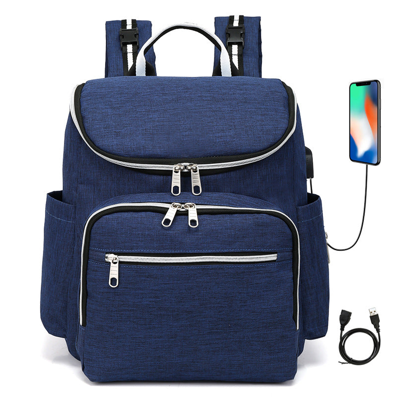 Compact Multi-Functional Waterproof Diaper Bag with Charging Port