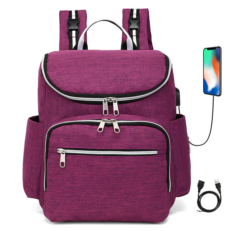 Compact Multi-Functional Waterproof Diaper Bag with Charging Port