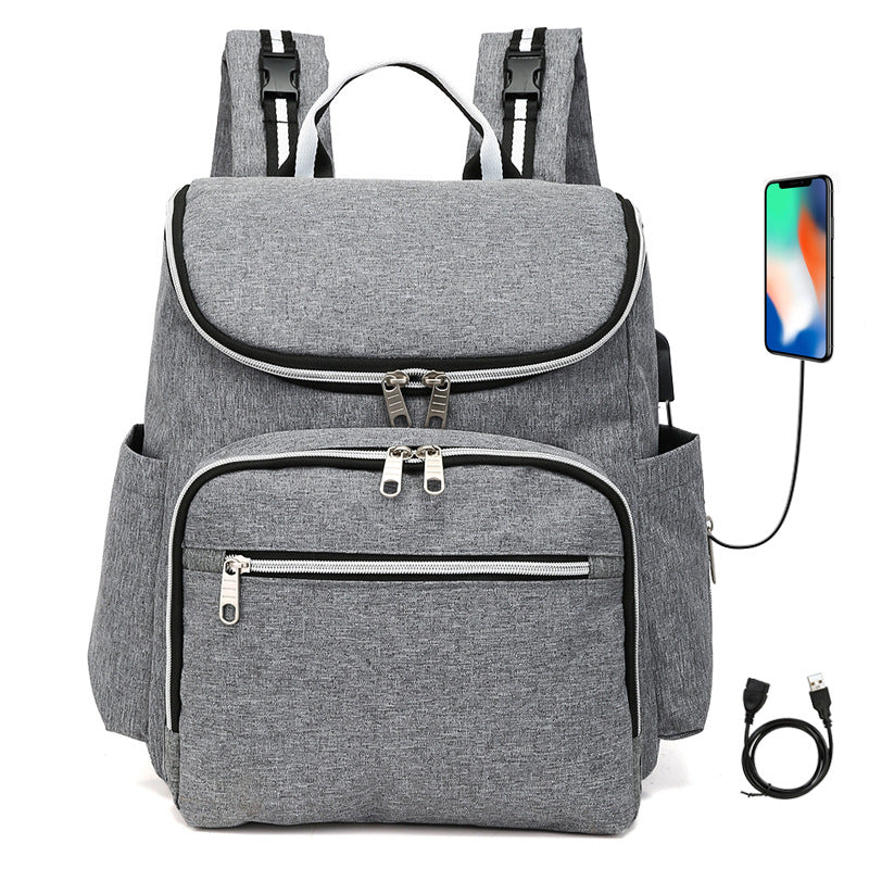 Compact Multi-Functional Waterproof Diaper Bag with Charging Port